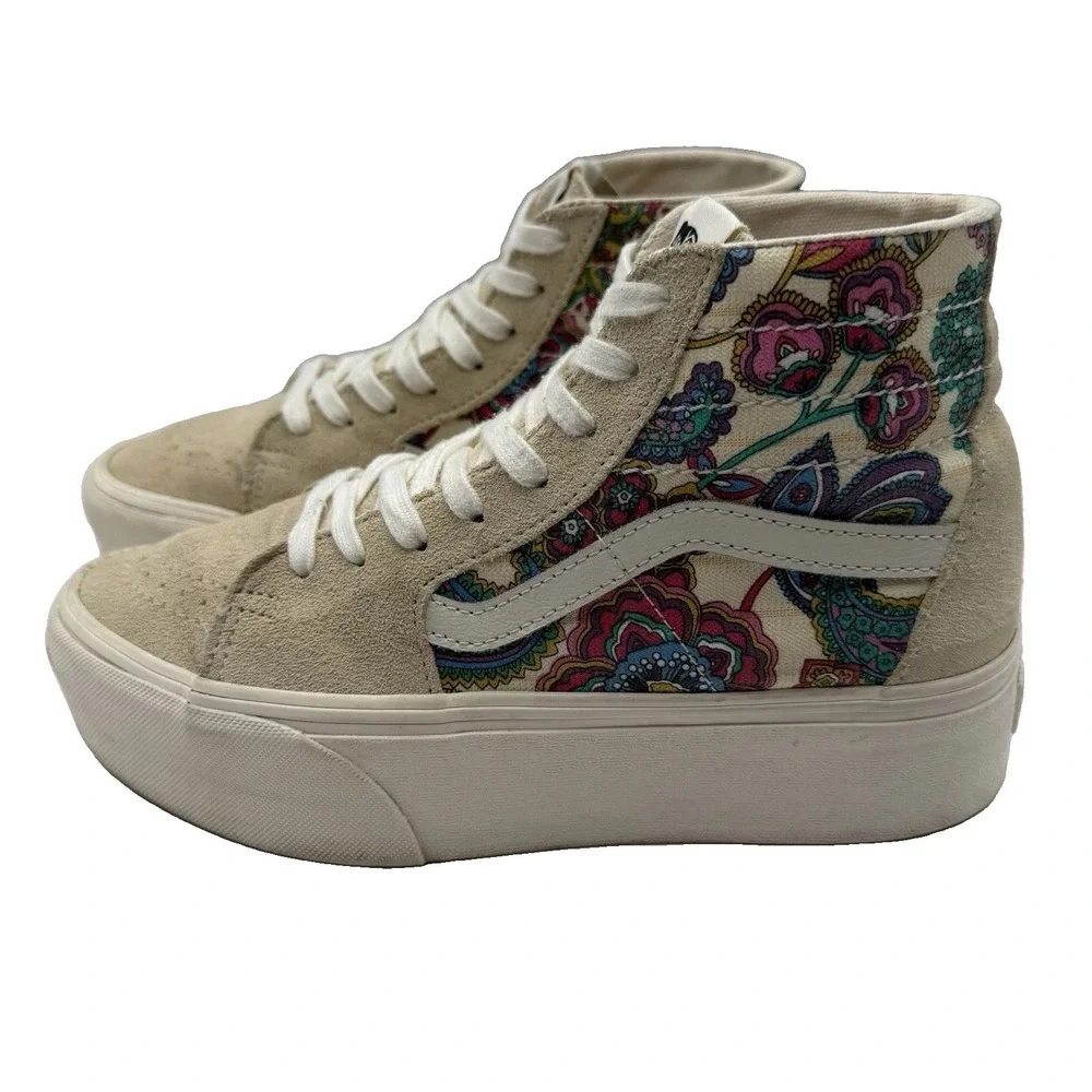 Vans Sk8-Hi Platform Paisley Floral Women's 8 Men's 6.5 Shoes Stackform Beige